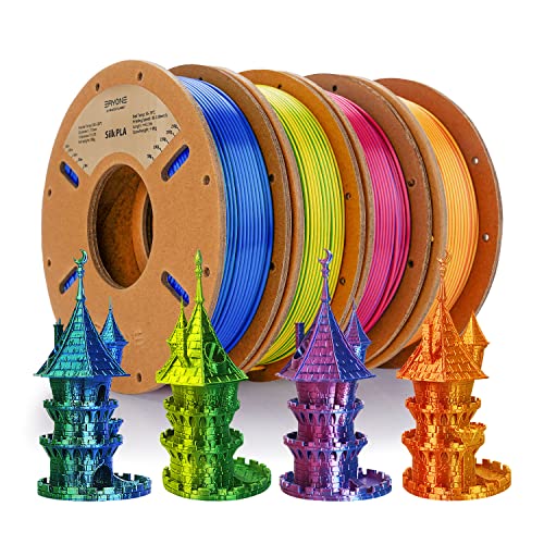 ERYONE Dual Zweifarbig Silk PLA Filament 1.75mm, 3D Printer Filament PLA +/-0.03mm, 4x250g /Pack, Rot/Blau, Gold/Rotmessing, Gelb/Grün, Blau/Grün von ERYONE