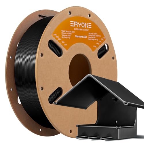 ERYONE Filament ASA 1.75mm +/- 0.03mm, ASA 3D Printer Filament Perfect for Printing Outdoor Functional Parts, 1kg / Spool, Black von ERYONE