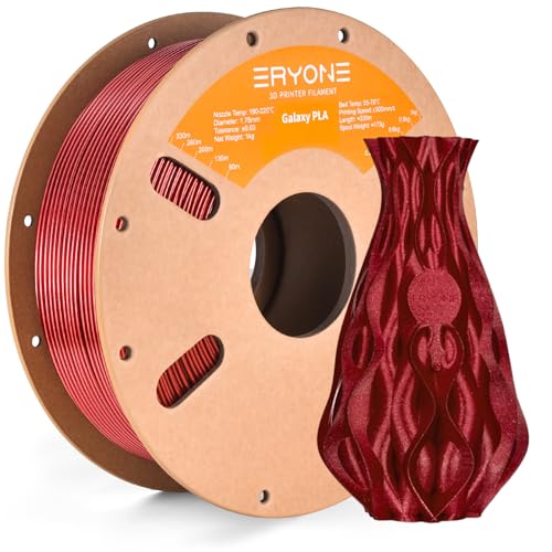 ERYONE Sparkly Glitter Shining PLA Filament for 3D Printer, 1.75mm +/-0.03mm, 1kg(2.2LBS)/Spool, Red von ERYONE