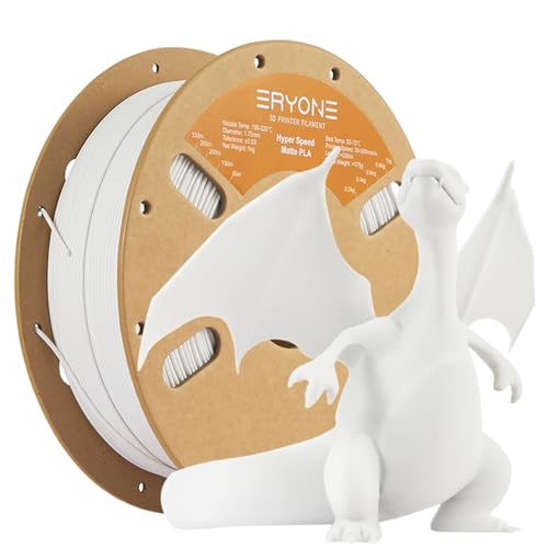 ERYONE High Speed Matte Filament PLA 1.75mm +/- 0.03mm, 3D Printing PLA Pro Filament Fit Most FDM Printer, 1kg (2.3LBS) / Spool, White von ERYONE