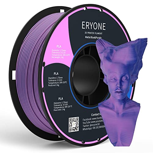 ERYONE Matte Zweifarbig PLA 3D Drucker Filament 1,75 mm +/- 0,03 mm, 1KG f¨¹r 3D-Drucker, Blau & Lila von ERYONE