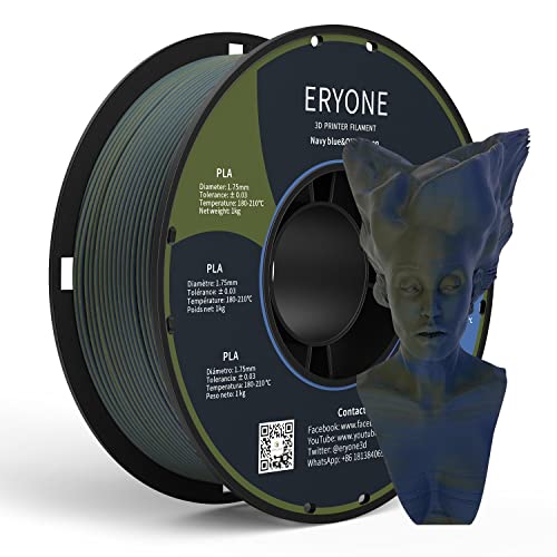 ERYONE Matte Zweifarbig PLA 3D Drucker Filament 1,75 mm +/- 0,03 mm, 1KG f¨¹r 3D-Drucker, Marine blau & Oliv gr¨¹n von ERYONE