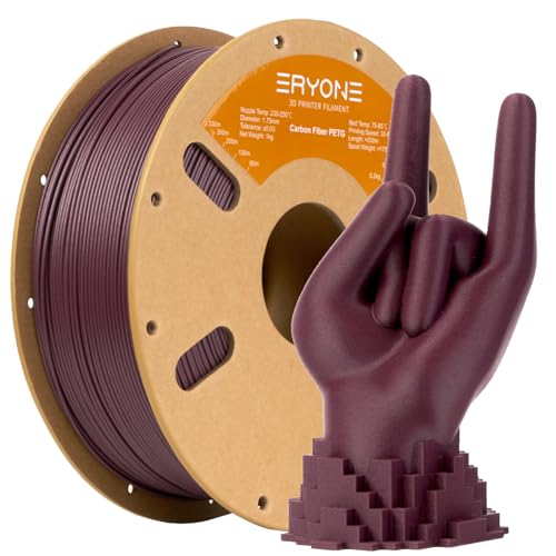 ERYONE PETG Carbon Fibre Filament 1.75mm +/- 0.03mm, for 3D Printer, 1 kg/Spool,Rötliches Lila von ERYONE