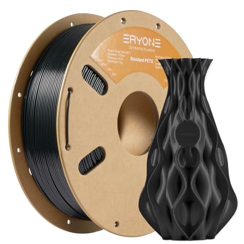 ERYONE PETG Filament 1,75 mm, 3D Drucker Filament PETG, 0,03 mm, 1 kg/Spule (A-Schwarz) von ERYONE