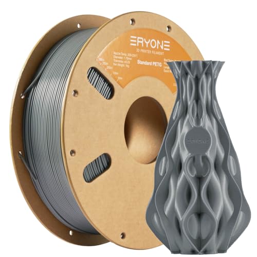 ERYONE PETG Filament 1,75 mm, 3D Drucker Filament PETG, 0,03 mm, 1 kg/Spule (C-Grau) von ERYONE