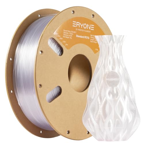 ERYONE PETG Filament 1,75 mm, 3D Drucker Filament PETG, 0,03 mm, 1 kg/Spule (D-Transparent) von ERYONE