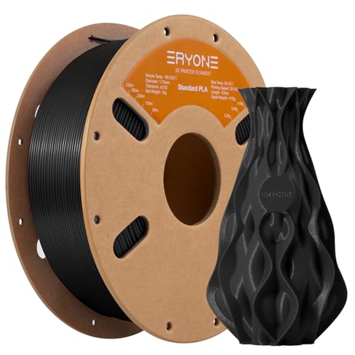 ERYONE PLA Filament 1.75 mm, 3D-Drucker Filament PLA, 0,03 mm, 1 kg/Spule, Kohlen Schwarz von ERYONE