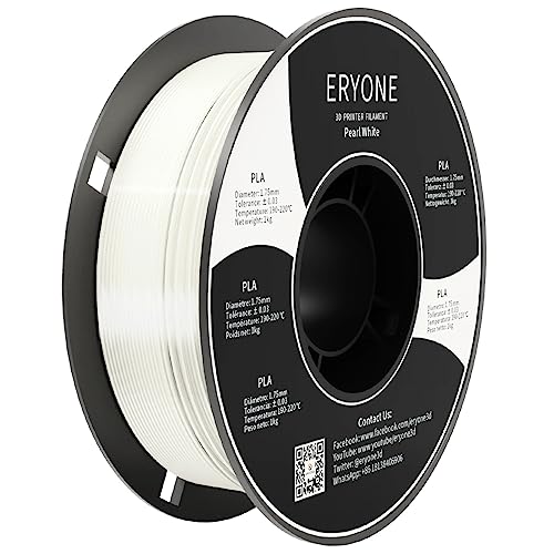 ERYONE PLA Filament 1.75 mm, 3D-Drucker Filament PLA, 0,03 mm, 1 kg/Spule, Perl Weiss von ERYONE
