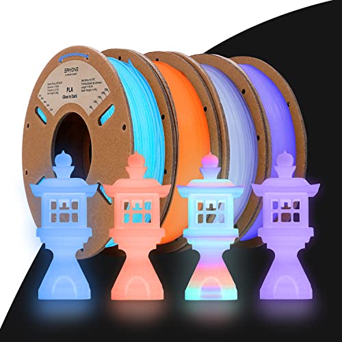 ERYONE PLA Filament Glow in the Dark 1.75 mm, 3D Printer Filament for 3D Printers 250 g Spools in 4 Colours, Multicolor/Purple/Orange Red/Blue… von ERYONE