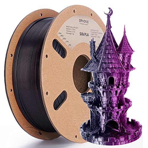 ERYONE Silk Dual Color Filament PLA 3D Printer 1.75mm, -0.03mm, Coextrusion Filament PLA Shiny Filament 1kg(2.2lbs), Black&Rose von ERYONE