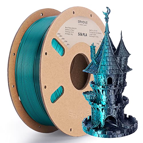 ERYONE Silk Dual Color Filament PLA 3D Printer 1.75mm, -0.03mm, Coextrusion Filament PLA Shiny Filament 1kg(2.2lbs), Green&Black von ERYONE