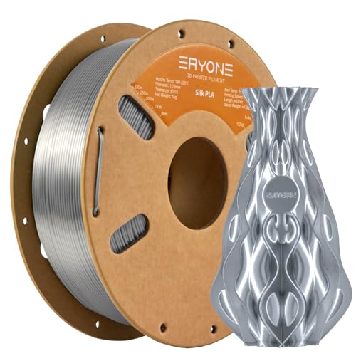 ERYONE Silk PLA Filament 1.75 mm, 3D-Drucker Filament PLA, 0,03 mm, 1 kg/Spule, Silk Silber von ERYONE