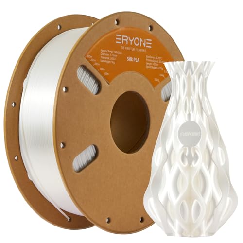 ERYONE Silk PLA Filament 1.75 mm, 3D-Drucker Filament PLA, 0,03 mm, 1 kg/Spule, Silk Weiß von ERYONE