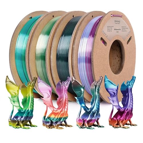 ERYONE Silk Rainobw PLA Filament PLA 1.75mm, 3D-Drucker Silk PLA Filament,+/- 0,03 mm,0.25kg /Spule X 4 von ERYONE