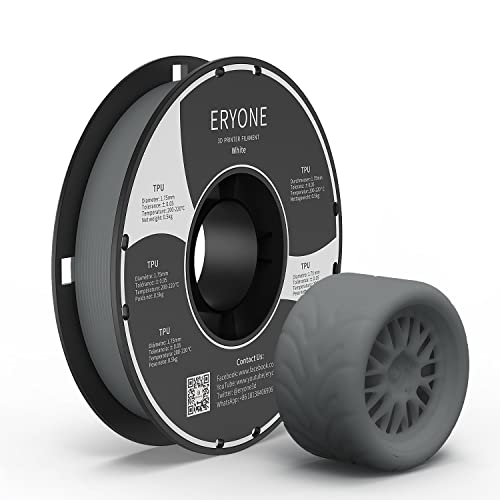 ERYONE TPU Filament 1.75mm, 3D Drucker Filament TPU 0.5kg 1 Spool, -0.05mm, Grau von ERYONE