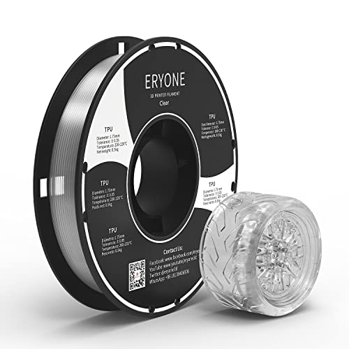ERYONE TPU Filament 1.75mm, 3D Drucker Filament TPU 0.5kg 1 Spool, -0.05mm, Transparent von ERYONE