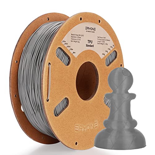 ERYONE TPU Filament 1.75mm, 3D Drucker Filament TPU 1kg 1 Spool, -0.05mm,95A, Grau von ERYONE