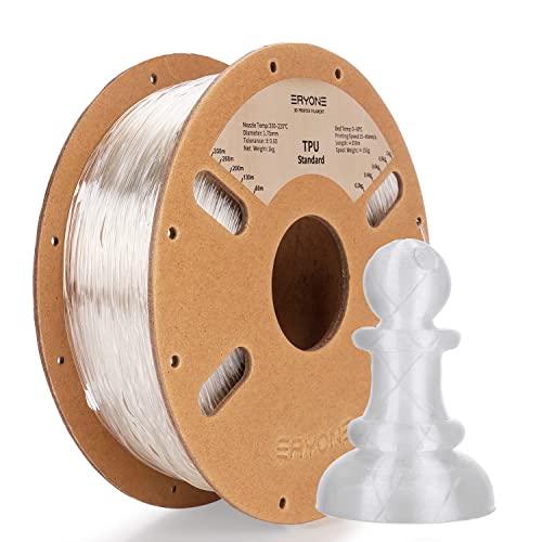 ERYONE TPU Filament 1.75mm, 3D Drucker Filament TPU 1kg 1 Spool, -0.05mm,95A, Transparent von ERYONE