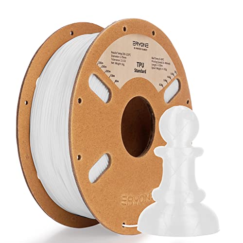 ERYONE TPU Filament 1.75mm, 3D Drucker Filament TPU 1kg 1 Spool, -0.05mm,95A, Weiß von ERYONE
