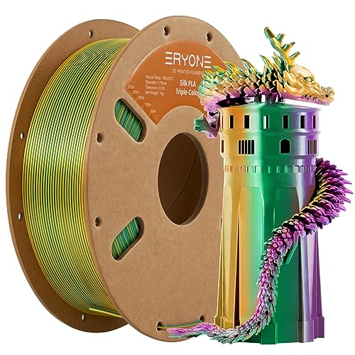 ERYONE Tri Color Silk PLA Filament 1.75mm, 3D Printer Filament PLA +/-0.03mm 1KG/Spool, Silk Dark Grün Lila Gelb von ERYONE