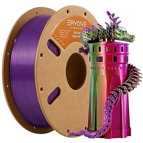 ERYONE Tri Color Silk PLA Filament 1.75mm, 3D Printer Filament PLA +/-0.03mm 1KG/Spool, Silk Rot Lila Grün von ERYONE