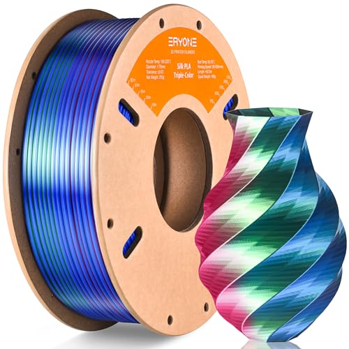 ERYONE Tri Color Silk PLA Filament 1.75mm, 3D Printer Filament PLA +/-0.03mm 250g/Spool, Silk Rot Blau and Grün von ERYONE