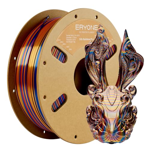 ERYONE Ultra Shiny Silk PLA Filament voor 3D Druker, PLA Filament 1.75mm, +/- 0,03mm,1kg 1 Spule, Twisted Silk Rainbow PLA Rot&Golden&Blau) von ERYONE