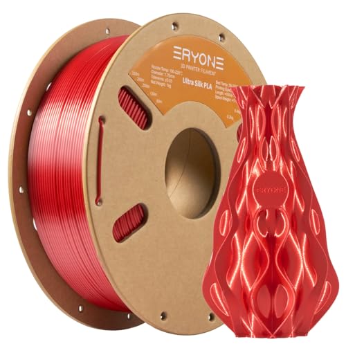 ERYONE Ultra Silk PLA Filament voor 3D Druker, 1.75mm+/-0.03mm, 1kg/Spool, Rot-Rot von ERYONE