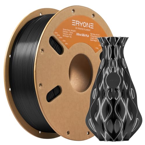 ERYONE Ultra Silk PLA Filament voor 3D Druker, 1.75mm+/-0.03mm, 1kg/Spool, Schwarz von ERYONE