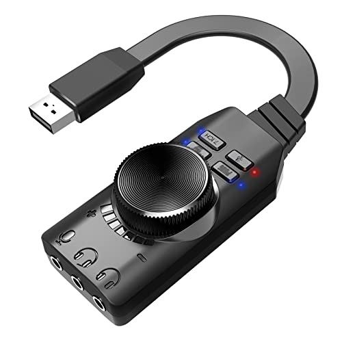 ERYUE GS3 Externe Soundkarte, USB 2.0, virtuelle 7.1-K-Soundkarten-Adapter, Plug-and-Play, mit Kopfhörer-Mikrofonbuchsen, Stummschaltung, Mikrofon, Spiele, Soundeffekt, Upgrade-Version für Desktop ERYUE GS3 Externe Soundkarte, USB 2.0, virtuelle 7.1-K-Soundkarten-Adapter, Plug-and-Play, mit Kopfhörer-Mikrofonbuchsen, Stummschaltung, Mikrofon, Spiele, Soundeffekt, Upgrade-Version für Desktop von ERYUE