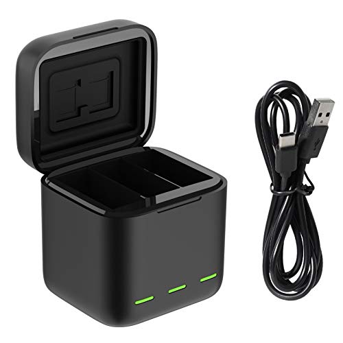 ERYUE Quick Charger,GP-BCG-901 3-Kanal-USB-Akku-Schnellladegerät Akkus Aufbewahrungstasche mit USB-Typ-C-Ladekabel Ersatz für GoPro Hero 9 10 Black Akku von ERYUE