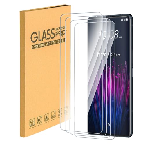 4 Stück Panzerglas Schutzfolie Kompatibel mit HTC U24 Pro, 9H Härte, Ultra Klar, Anti-Kratzen, Einfache Installation, Hüllenfreundlich, Berührungsempfindlich von ESACMOT