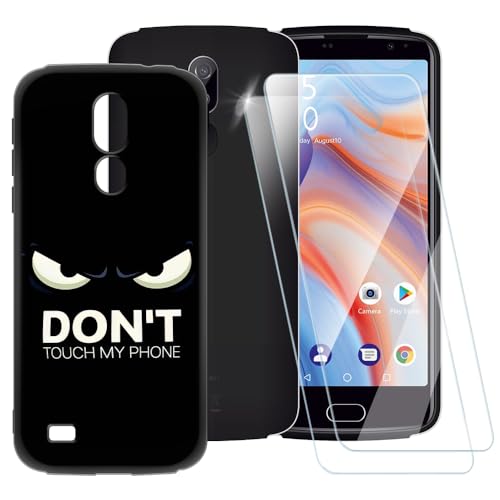 Bedruckte TPU-Hülle + 2er-Pack Displayschutzfolie aus gehärtetem Glas, kompatibel mit Bea-fon M7 Premium, künstlerische schlanke stoßfeste Abdeckung, kratzfest, vollständiger Schutz von ESACMOT