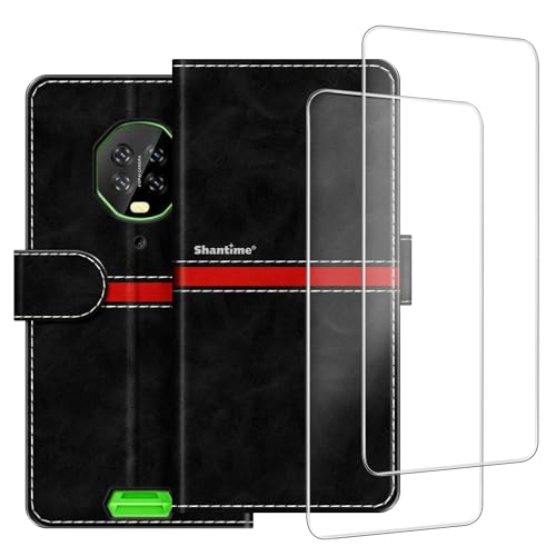 ESACMOT Handyhülle Kompatibel mit Blackview Oscal S60 + [2 Pack] Displayschutzfolie Glasfolie, Premium Leder Magnetische Schutzhülle Cover für Blackview Oscal S60 Pro (5,7 Zoll) von ESACMOT