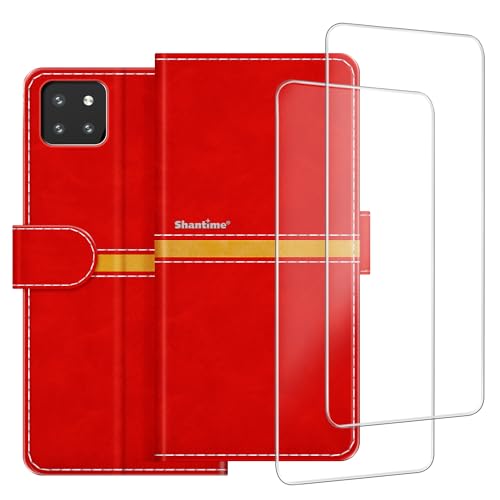 ESACMOT Handyhülle Kompatibel mit Cubot X20 + [2 Pack] Displayschutzfolie Glasfolie, Premium Leder Magnet Schutzhülle Cover für Cubot X20 Pro (6,3 Zoll) Rot von ESACMOT