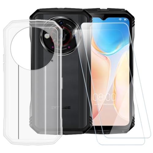 ESACMOT Klare Hülle kompatibel mit Doogee S118 Pro 5G + [2 Pack] Displayschutzfolie aus gehärtetem Glas, stoßfeste Schutzhülle für Doogee S118 Pro 5G (6,5 Zoll) von ESACMOT