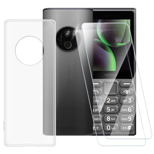 Bedruckte TPU-Hülle + 2er-Pack Displayschutzfolie aus gehärtetem Glas, kompatibel mit HMD 110 4G 2024, künstlerisch schlank, stoßfest, kratzfest, vollständiger Schutz von ESACMOT