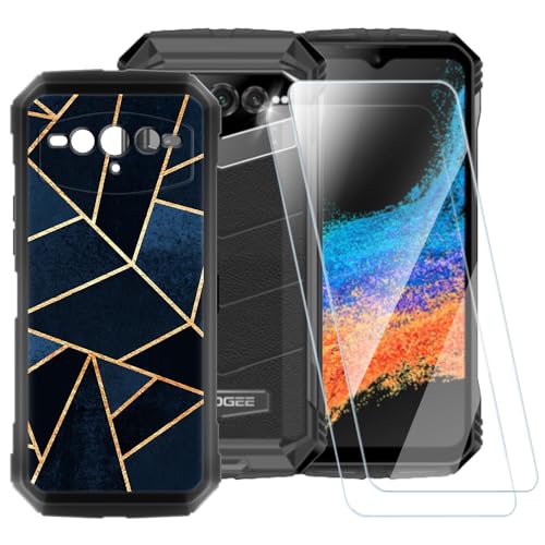 Bedruckte TPU-Hülle + 2er-Pack Displayschutzfolie aus gehärtetem Glas, kompatibel mit Doogee V Max Plus, künstlerische schlanke stoßfeste Abdeckung, Anti-Kratzer, vollständiger Schutz von ESACMOT