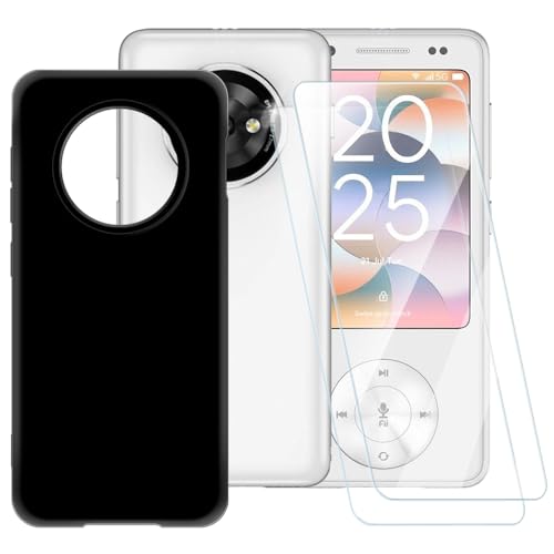 ESACMOT Pure Black Hülle kompatibel mit TCL Suixuetang M1 5G + [2er-Pack] Displayschutzfolie aus gehärtetem Glas, stoßfeste Schutzhülle für TCL OneTouch T615N (3,5 Zoll) von ESACMOT
