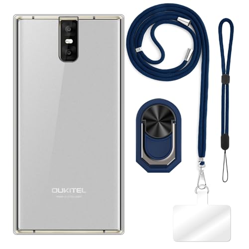 ESACMOT Schutzhülle für Oukitel K3 (5,5 Zoll), verstellbares Umhängeband zum Umhängen, weiche Handschlaufe und Fingerringhalter im Mecha-Stil mit Kickstand von ESACMOT