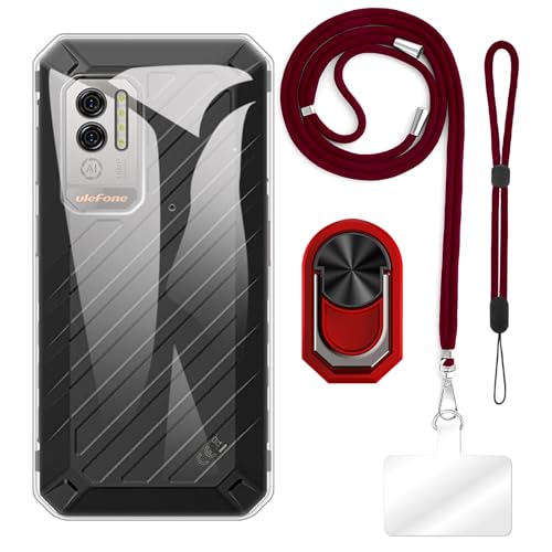 ESACMOT Schutzhülle für Ulefone Power Armor X11 Pro (13,8 cm / 5,4 Zoll), verstellbare Umhängebänder, weiche Handschlaufe und Fingerringhalter im Mecha-Stil mit Ständer von ESACMOT