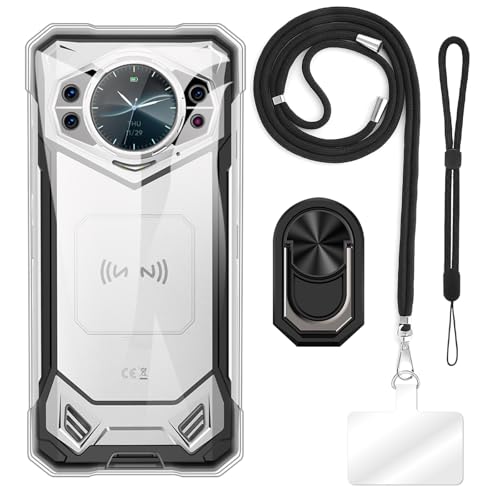 TPU Handyhülle Combo mit Handschlaufe, Lanyard, Ringhalter Kompatibel mit Doogee S200, Stoßfeste Slim Cover, Hände frei, Verstellbar, Langlebig von ESACMOT