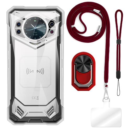 TPU Handyhülle Combo mit Handschlaufe, Lanyard, Ringhalter Kompatibel mit Doogee S200, Stoßfeste Slim Cover, Hände frei, Verstellbar, Langlebig von ESACMOT