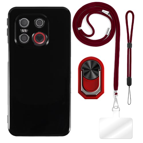 TPU Handyhülle Combo mit Handschlaufe, Lanyard, Ringhalter kompatibel mit Emporia E6 Lite, stoßfest, schlankes Cover, freihändig, verstellbar, langlebig von ESACMOT