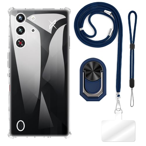ESACMOT Schutzhülle kompatibel mit ZTE Nubia Red Magic 10 Pro 5G (17,4 cm) + verstellbarem Umhängeband, weiche Handschlaufe und Fingerringhalter im Mecha-Stil mit Ständer von ESACMOT