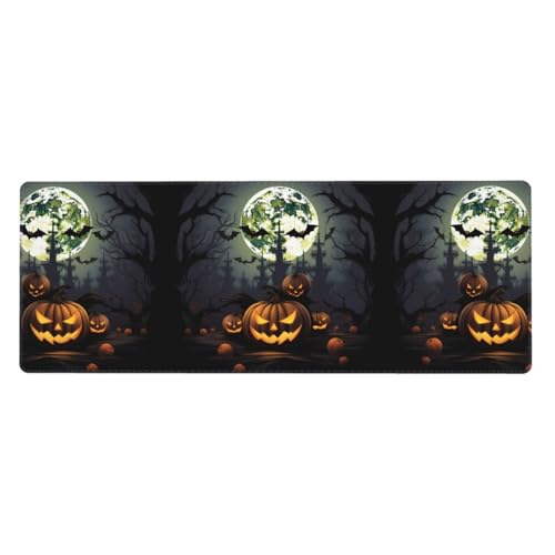 ESASAM Mauspad, Motiv: Halloween, Mond, Fledermaus, Kürbis, 76,2 x 203,2 cm, verdicktes Design, bequemer zu bedienen ESASAM Mauspad, Motiv: Halloween, Mond, Fledermaus, Kürbis, 76,2 x 203,2 cm, verdicktes Design, bequemer zu bedienen von ESASAM