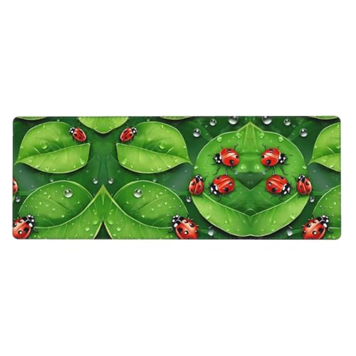 ESASAM Mauspad mit Blättern und Marienkäfern, 76,2 x 203,2 cm, verdicktes Design, bequemer zu bedienen ESASAM Mauspad mit Blättern und Marienkäfern, 76,2 x 203,2 cm, verdicktes Design, bequemer zu bedienen von ESASAM