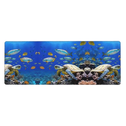 ESASAM Mauspad mit Meeresschildkröte mit Fischen, 76,2 x 203,2 cm, verdicktes Design, bequemer zu bedienen ESASAM Mauspad mit Meeresschildkröte mit Fischen, 76,2 x 203,2 cm, verdicktes Design, bequemer zu bedienen von ESASAM