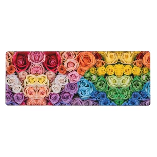 ESASAM Mauspad mit Regenbogenblumen, 76,2 x 203,2 cm, verdicktes Design, bequemer zu bedienen ESASAM Mauspad mit Regenbogenblumen, 76,2 x 203,2 cm, verdicktes Design, bequemer zu bedienen von ESASAM