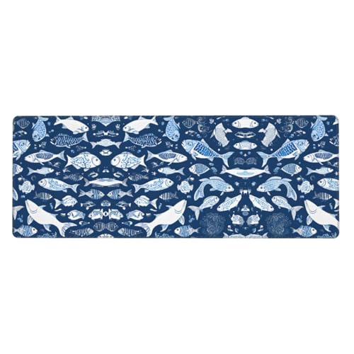 ESASAM Mauspad mit süßem blauen Fischen, 76,2 x 203,2 cm, verdicktes Design, bequemer zu bedienen ESASAM Mauspad mit süßem blauen Fischen, 76,2 x 203,2 cm, verdicktes Design, bequemer zu bedienen von ESASAM